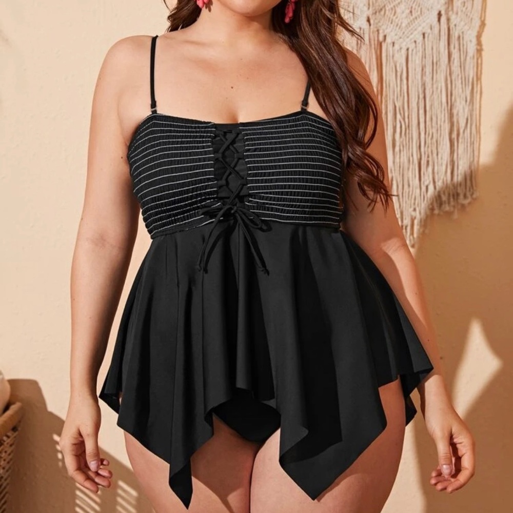 2X Lace-up Bandeau Bikini Swimsuit Top Only